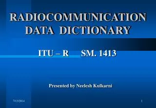 RADIOCOMMUNICATION DATA DICTIONARY