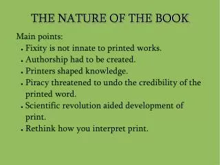 THE NATURE OF THE BOOK