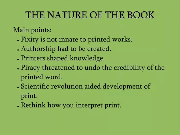 the nature of the book
