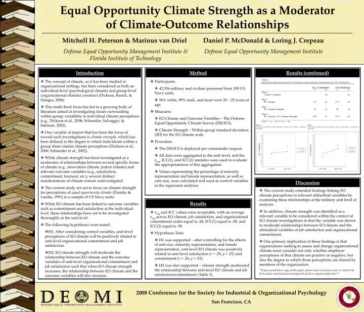 equal opportunity climate strength as a moderator of climate outcome relationships