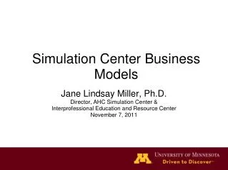 Simulation Center Business Models