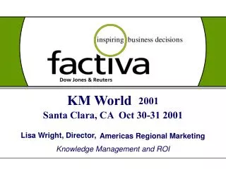 KM World 2001 Santa Clara, CA Oct 30-31 2001
