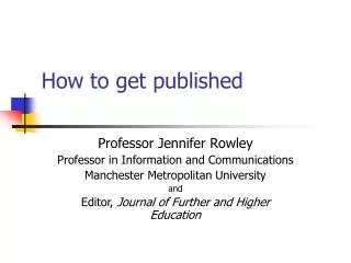 How to get published