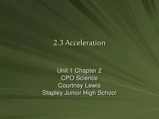 2.3 Acceleration