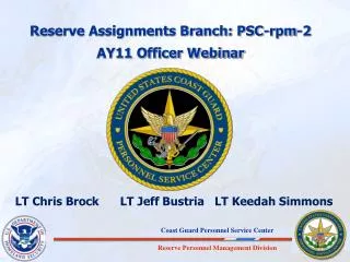 Reserve Assignments Branch: PSC-rpm-2 AY11 Officer Webinar