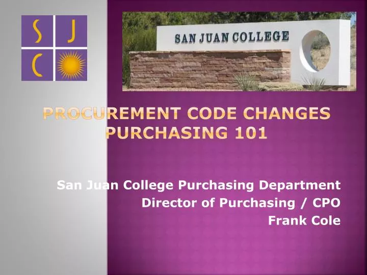 procurement code changes purchasing 101