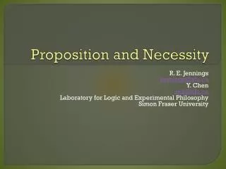 Proposition and Necessity
