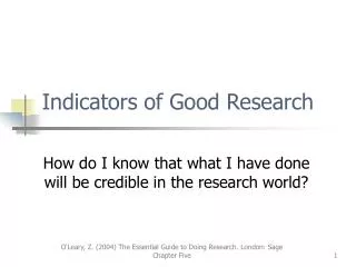 Indicators of Good Research
