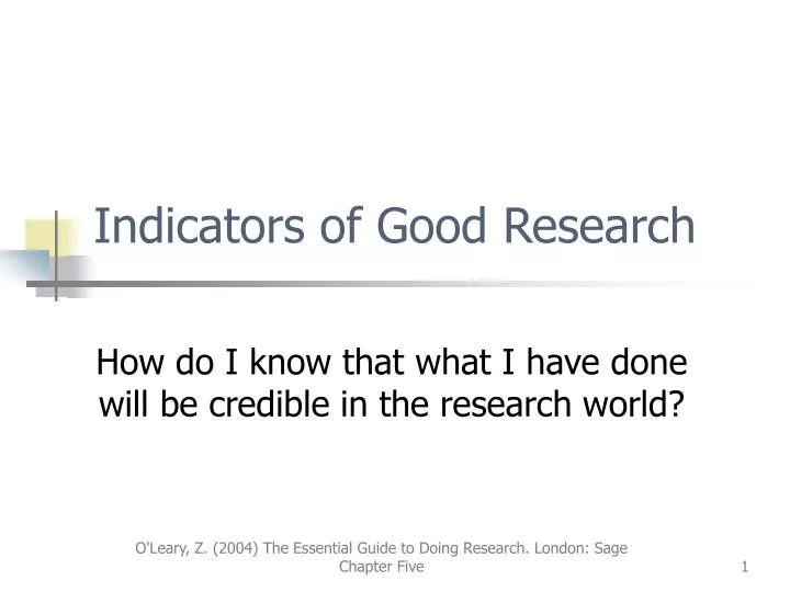 indicators of good research