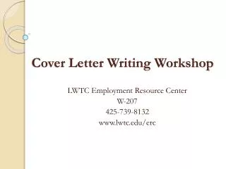 Cover Letter Writing Workshop