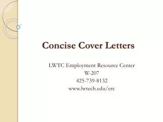Concise Cover Letters