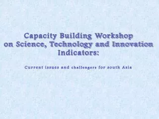 Capacity Building Workshop on Science, Technology and Innovation Indicators: Current issues and challengers for south