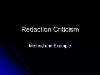 Redaction Criticism