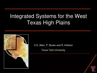 Integrated Systems for the West Texas High Plains