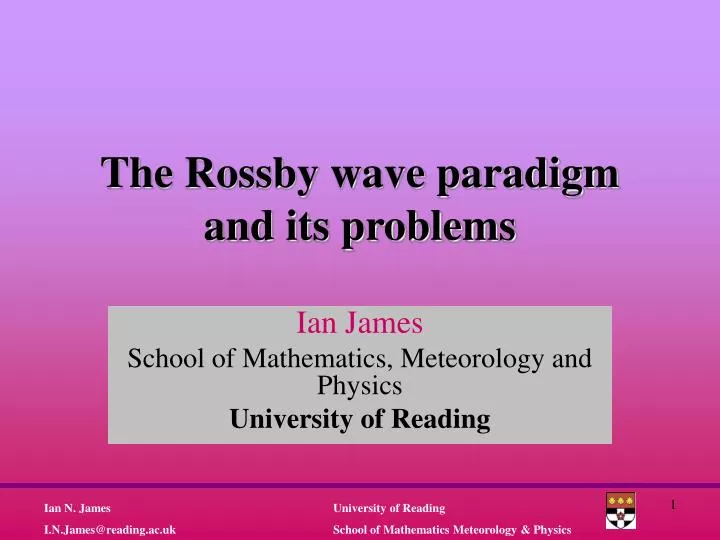 the rossby wave paradigm and its problems