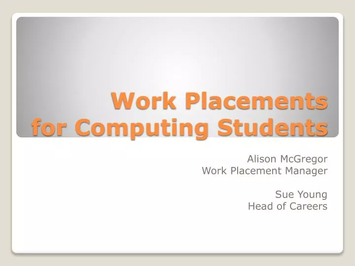 work placements for computing students