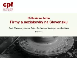 Reflexie na tému Firmy a neziskovky na Slovensku