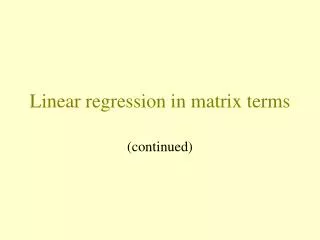 Linear regression in matrix terms