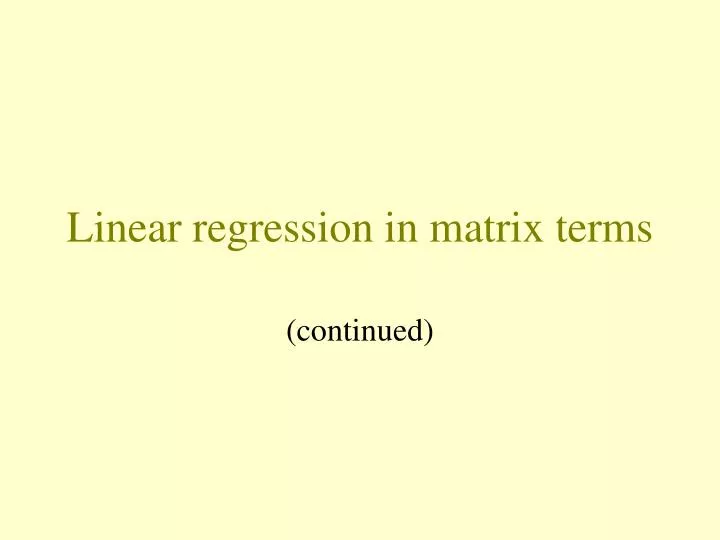 linear regression in matrix terms