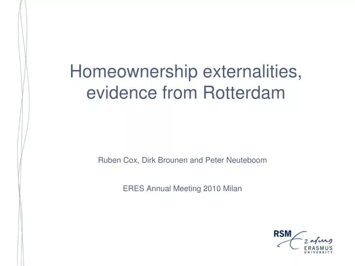 homeownership externalities evidence from rotterdam