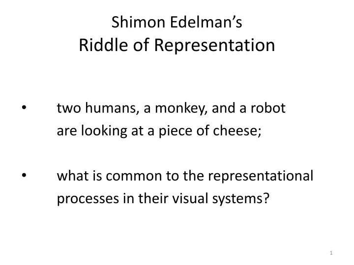 shimon edelman s riddle of representation