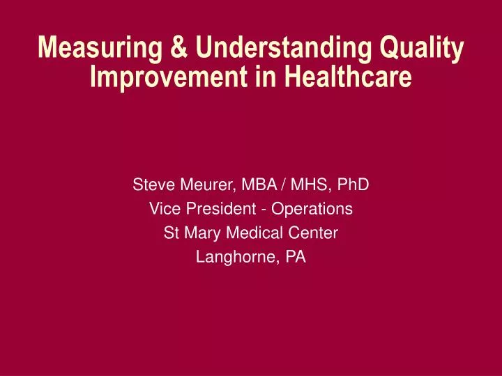 measuring understanding quality improvement in healthcare