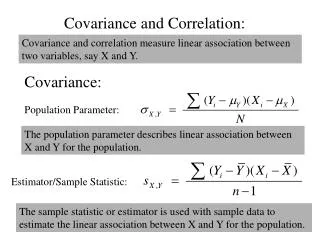 Covariance and Correlation: