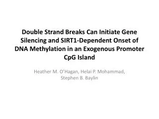 Double Strand Breaks Can Initiate Gene Silencing and SIRT1-Dependent Onset of DNA Methylation in an Exogenous Promoter