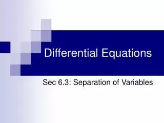 Differential Equations