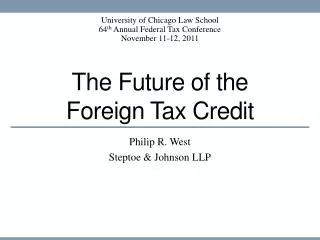 The Future of the Foreign Tax Credit