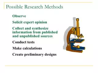 Possible Research Methods