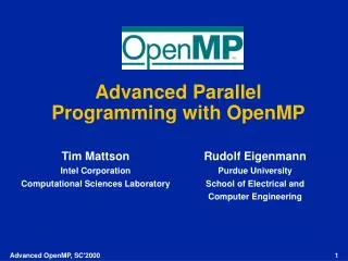 Advanced Parallel Programming with OpenMP