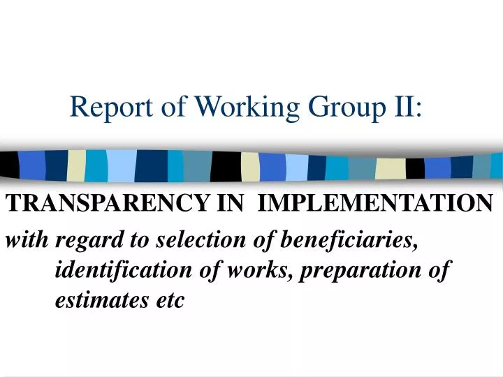 report of working group ii