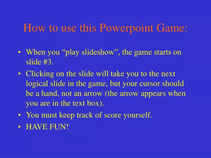how to use this powerpoint game