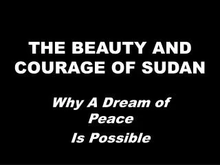 THE BEAUTY AND COURAGE OF SUDAN