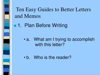 Ten Easy Guides to Better Letters and Memos