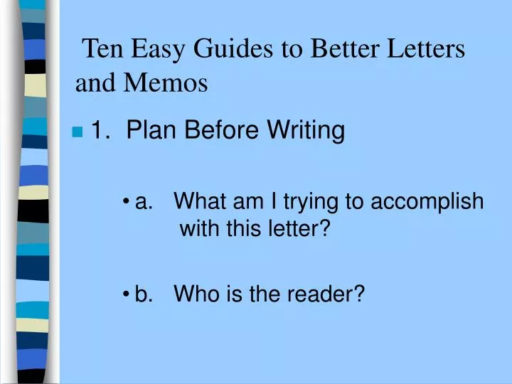 ten easy guides to better letters and memos