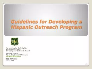 Guidelines for Developing a Hispanic Outreach Program