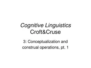 Cognitive Linguistics Croft&amp;Cruse