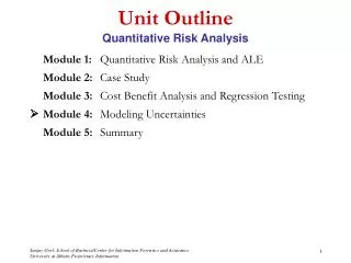 Unit Outline Quantitative Risk Analysis