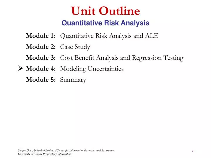 unit outline quantitative risk analysis