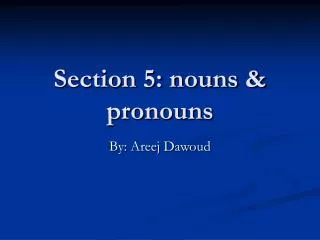 Section 5: nouns &amp; pronouns