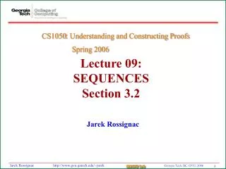 Lecture 09: SEQUENCES Section 3.2