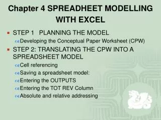 Chapter 4 SPREADHEET MODELLING WITH EXCEL