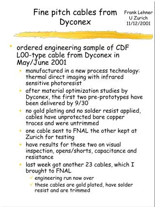 Fine pitch cables from Dyconex