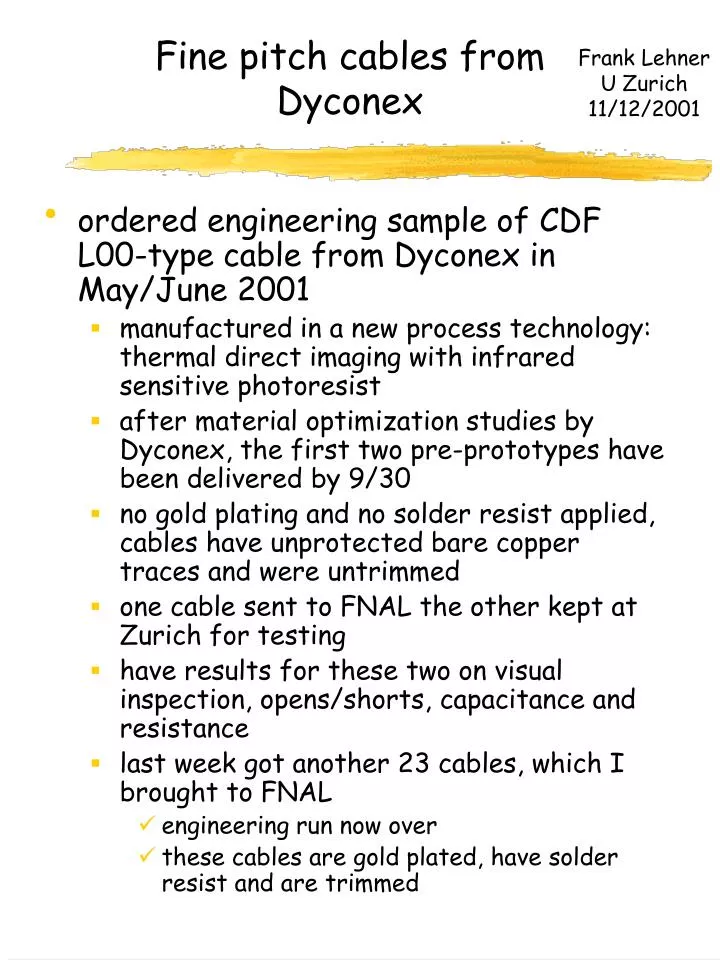 fine pitch cables from dyconex