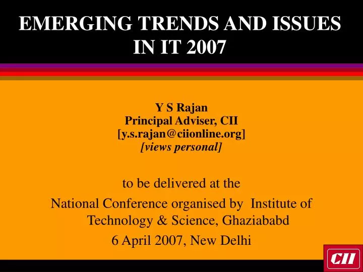 emerging trends and issues in it 2007