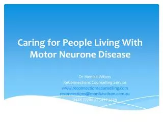Caring for People Living With Motor Neurone Disease