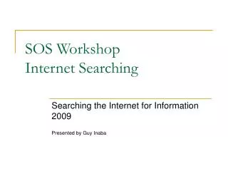 SOS Workshop Internet Searching