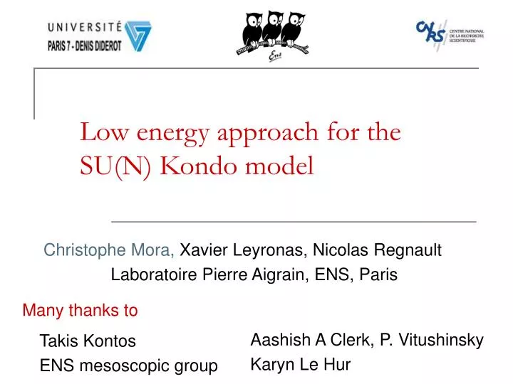 low energy approach for the su n kondo model